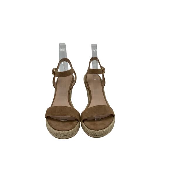 Stuart Weitzman 'Teddi' Beige Leather Espadrille Wedge Sandal Size 6 - Picture 4 of 5